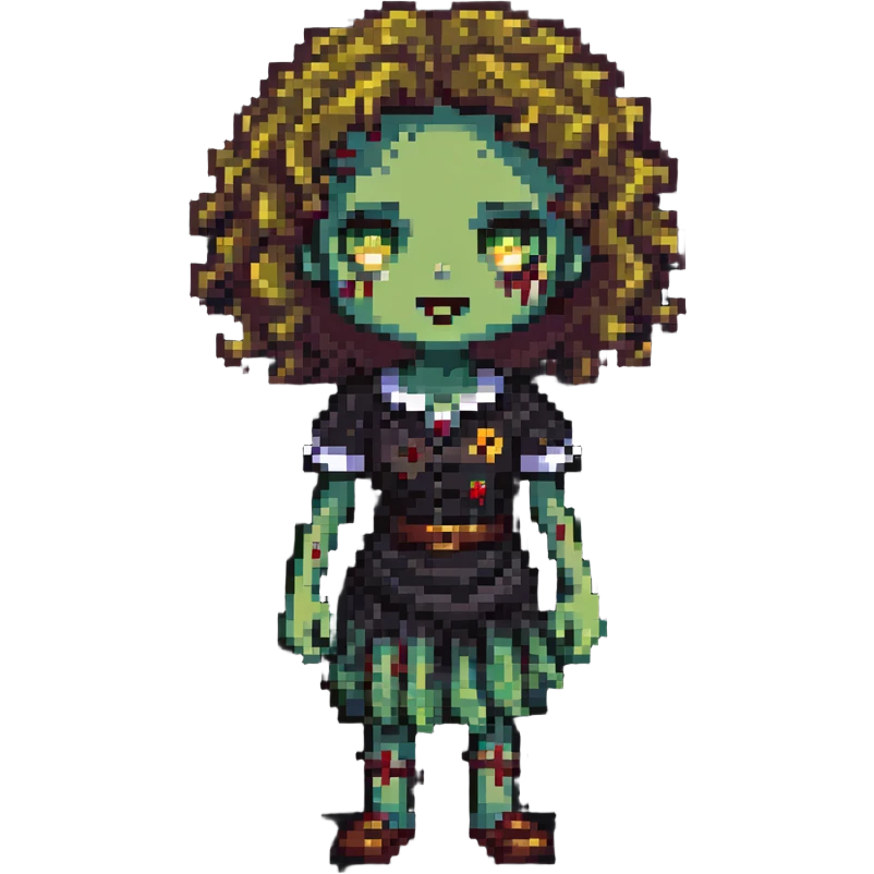 zombie girl with curly hair emoji