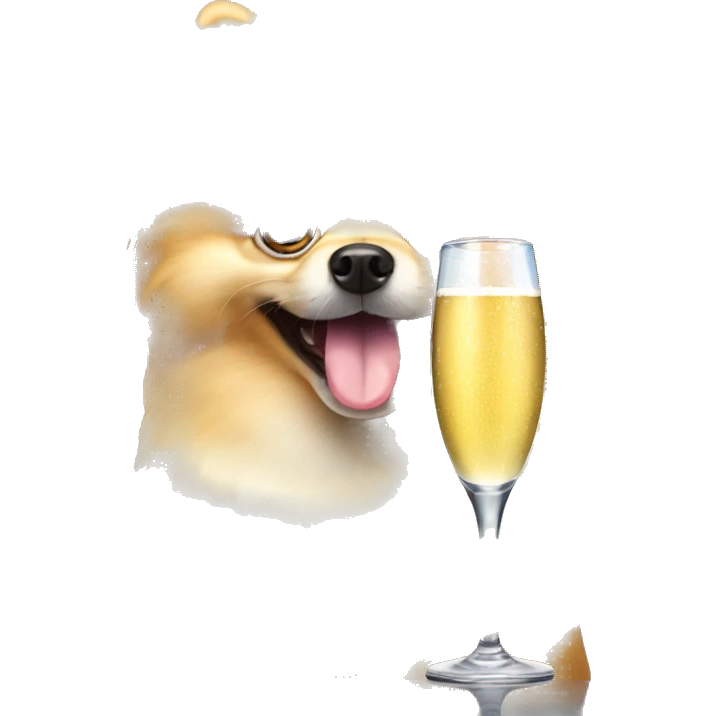 Pomeranian dog with Prosecco glass emoji