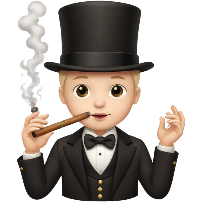 A baby smoking a cigar while wearing a top hat emoji