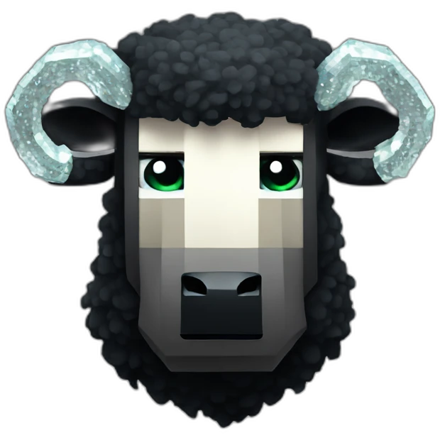 Minecraft Glitter Black Sheep Head With Diamond Horn emoji