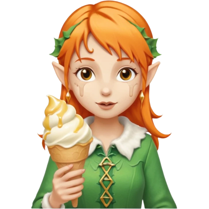 
a girl elf in orange hair with vanilla ice cream




 emoji