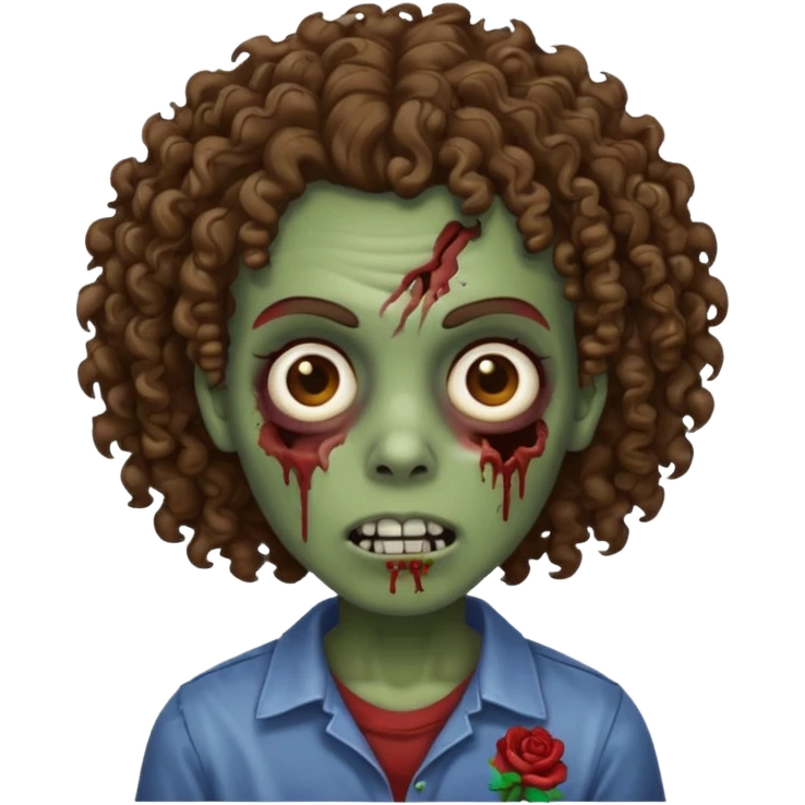Zombie with lil bit curly medium brown hair emoji