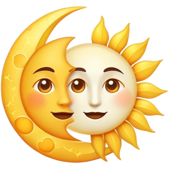 a really bright sun and a moon who shines because of it. the sun is bigger and the moon bright too emoji