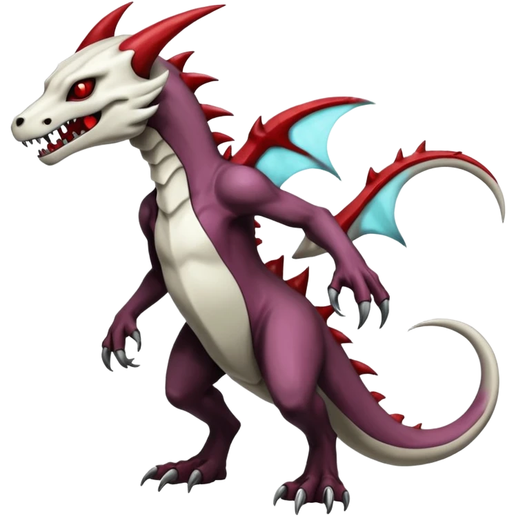 Shiny White Evil Glowing Eldritch Marowak-Salandit-Duskull-Darkdramon-fusion with bloody red markings emoji