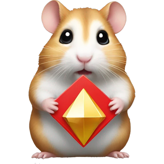 A hamster holding youtube diamond play button award emoji