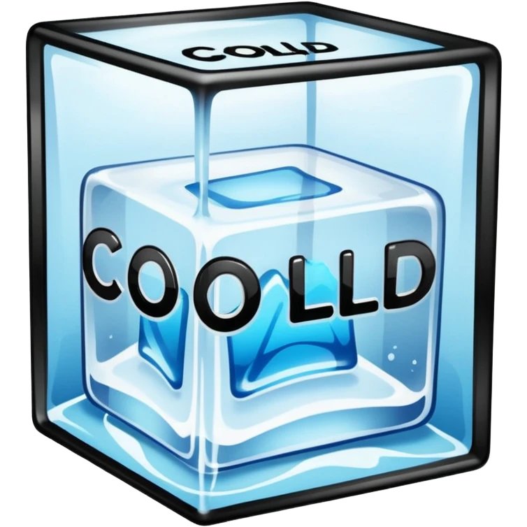 the word COLD  in graffiti in a ice cube emoji