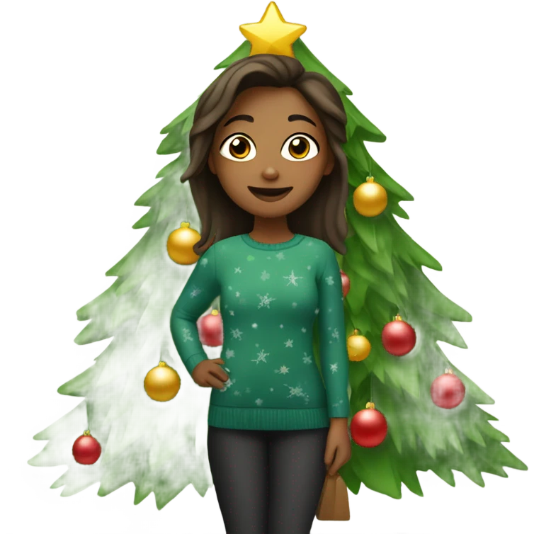 Girl under Christmas tree emoji