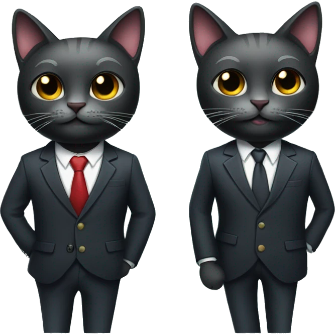 2 well dressed dark cats wearing suits and headphones emoji