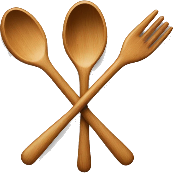 Wooden spoon and fork emoji