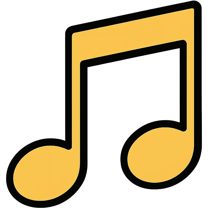 music icon in gold and black, outlined style emoji