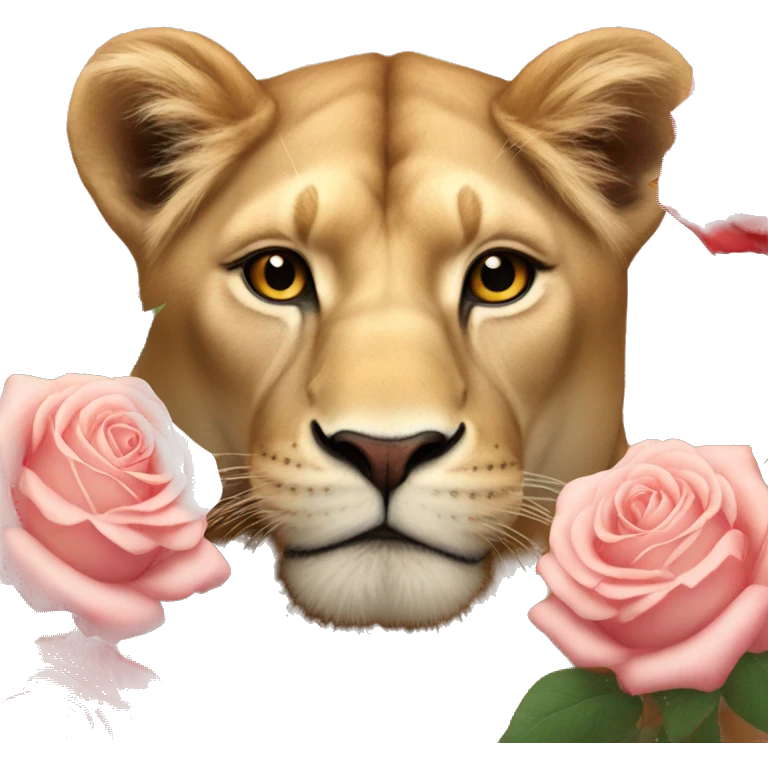 Lioness and roses  emoji