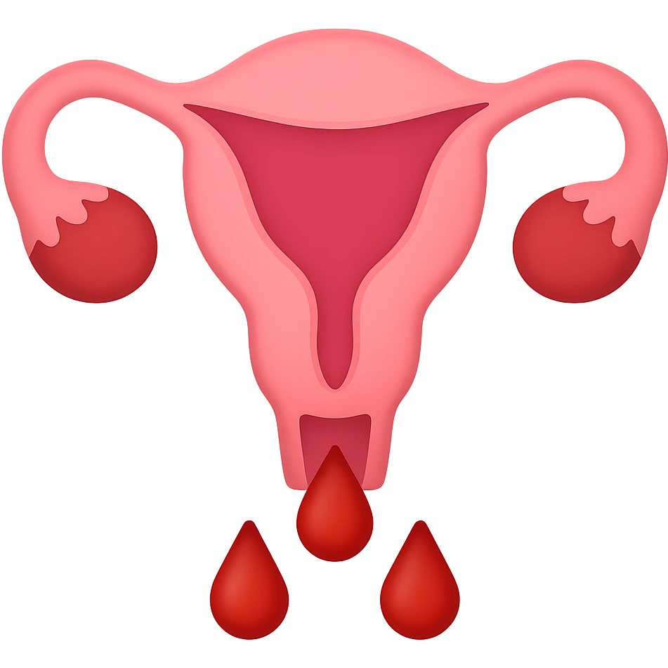 Create an emoji of a uterus with blood coming out, similar to the reference image. The style should resemble Apple style emojis with a transparent background. emoji