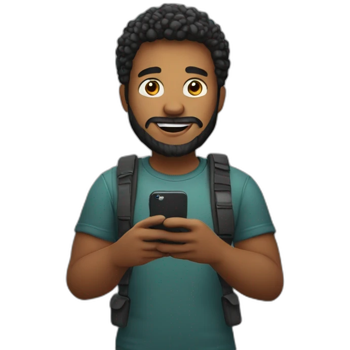 content creator with phone in his hand emoji
