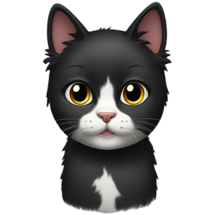 Humanlike black hair Cat emoji