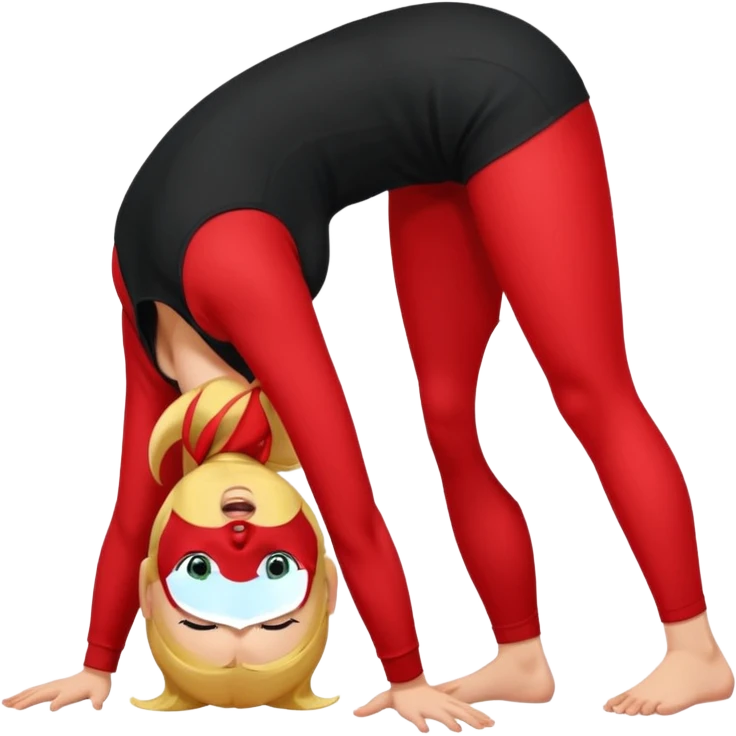 a young woman on all fours, head on the floor, arched back and ass up. emoji