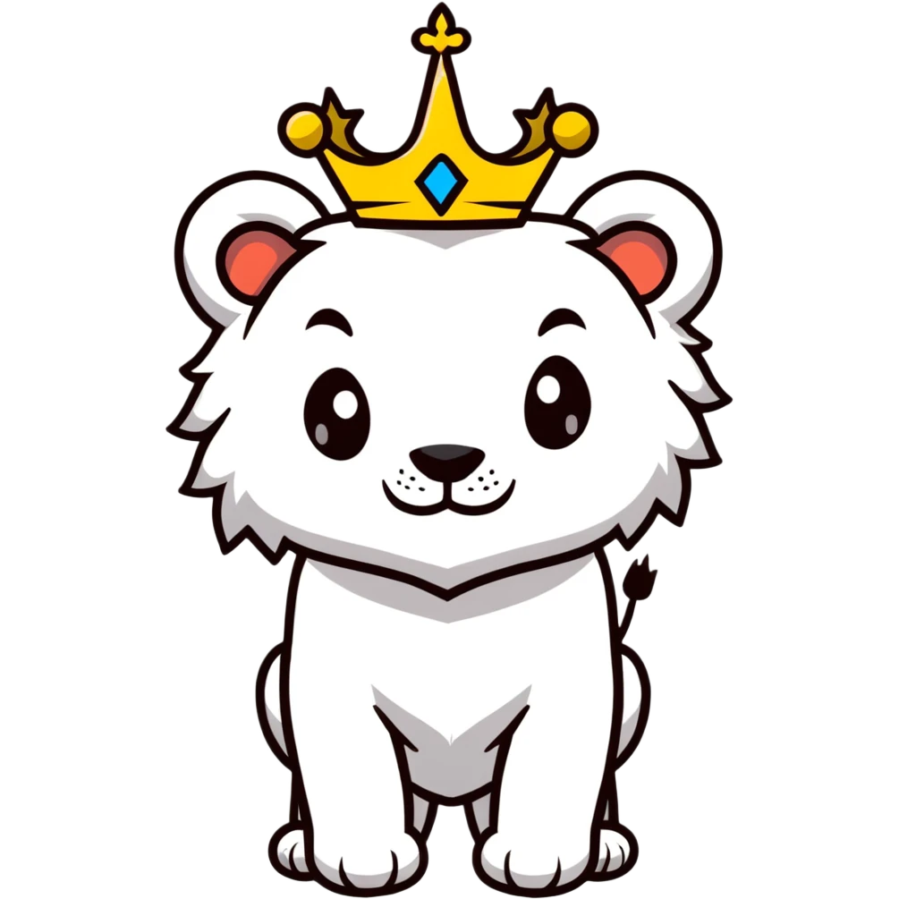 cute lion head with crown on top emoji