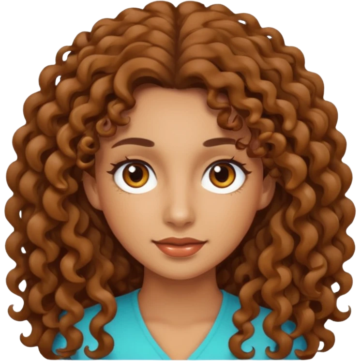 Mujer piel canela y pelo rizado largo  emoji