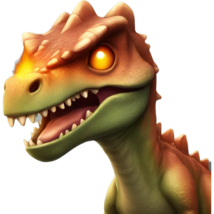 dinosaur is angry in the eyes of fire emoji