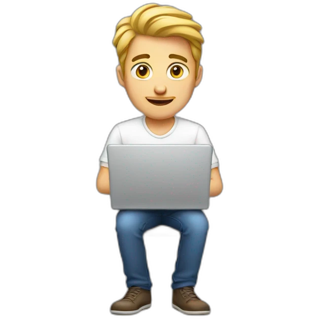 european guy using laptop emoji
