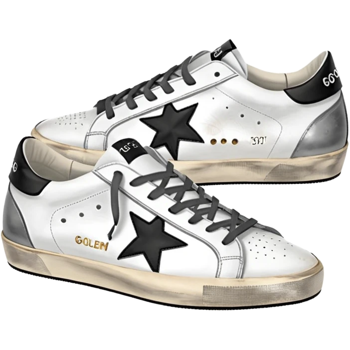 golden goose low sneakers white and silver star emoji