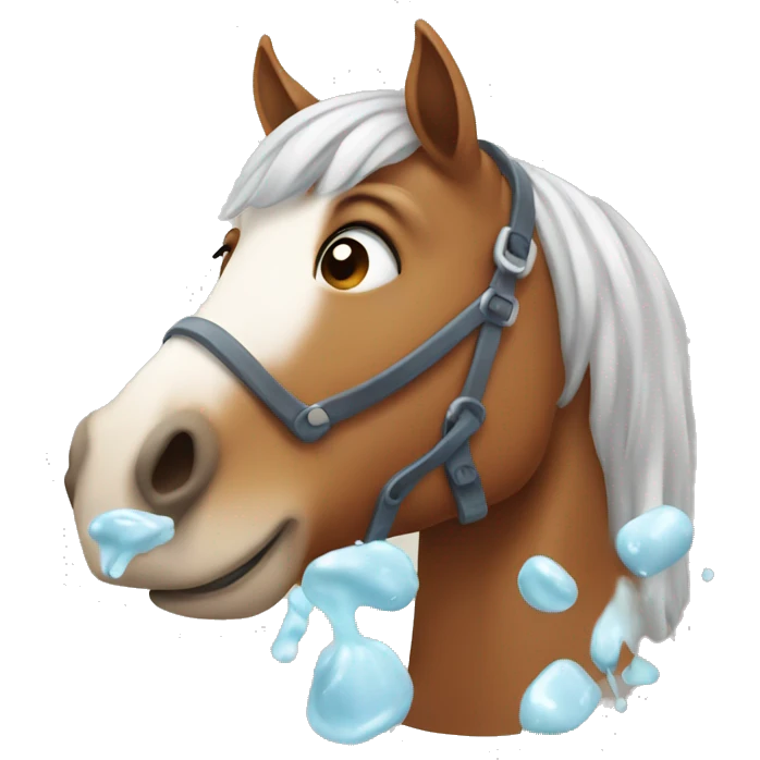 Horse with soap emoji
