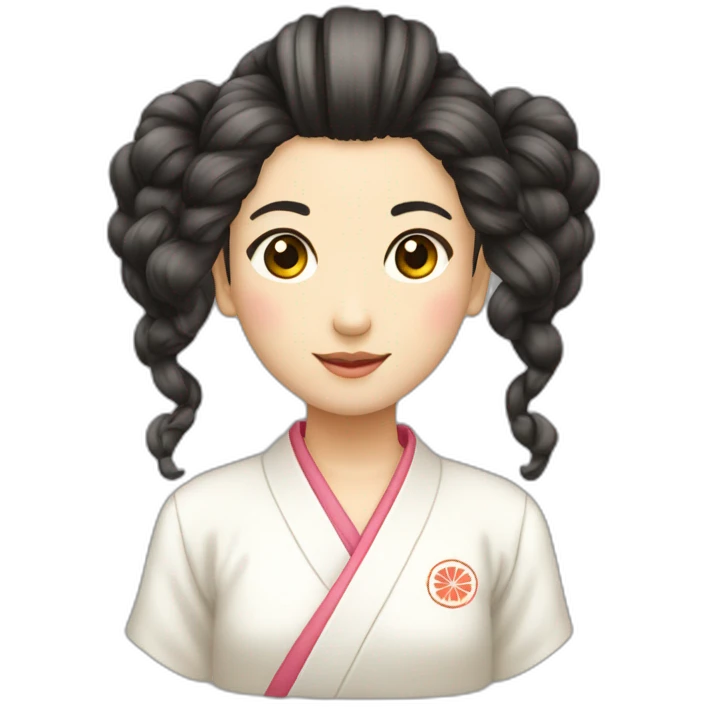 japonesa cabelo longo agradecendo emoji