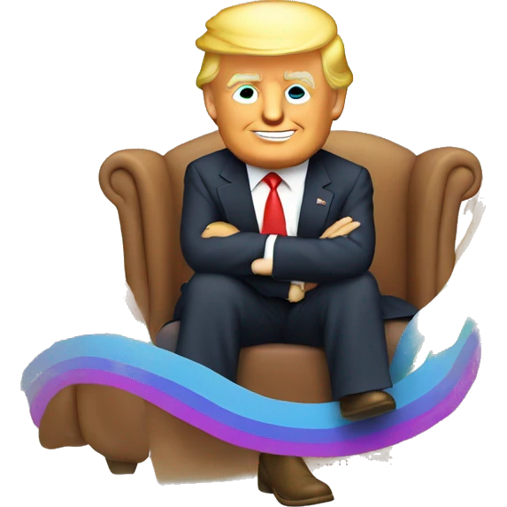 Donald trump sitting on rainbow emoji