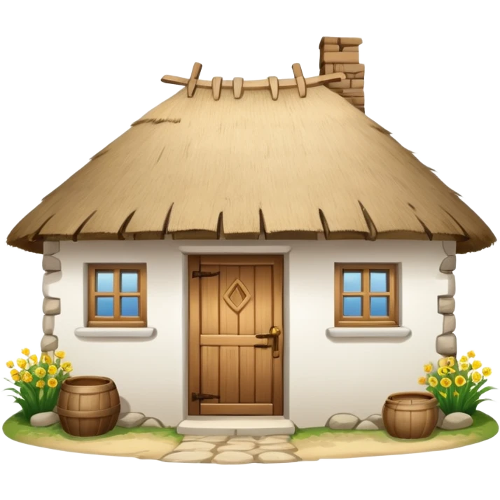 A Ukrainian peasant house with white walls emoji