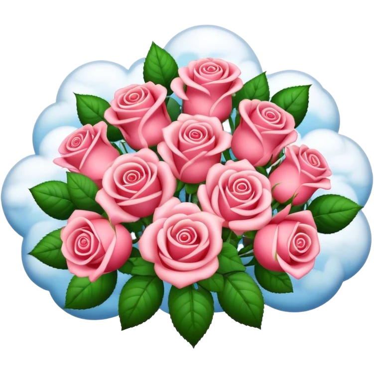 Rosas y nubes en un ramo emoji