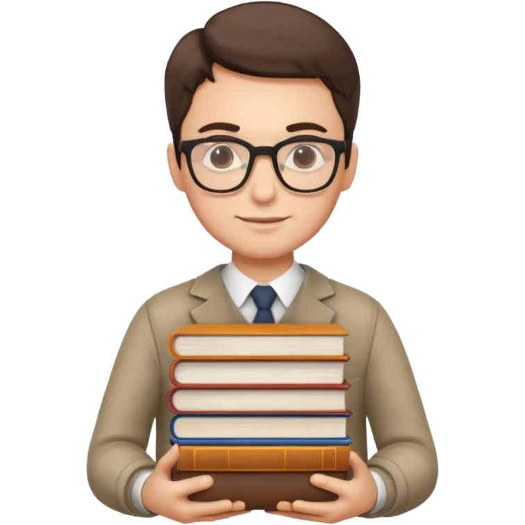 content expert person with glasses and a stack of books emoji