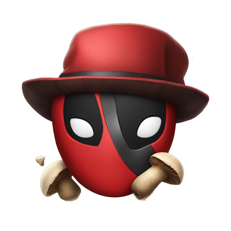  deadpool with mushroom hat. emoji