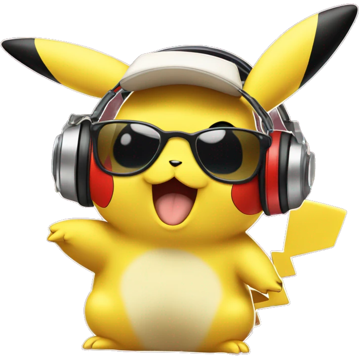 pikachu with sunglasses recording a mixtape emoji