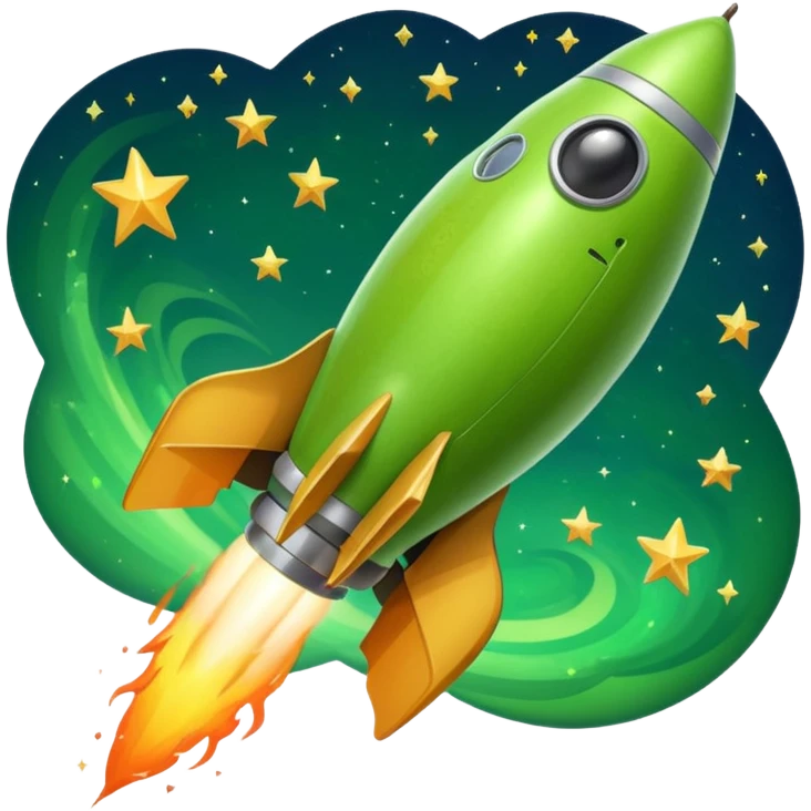 A pear flying on top of a rocket into space emoji