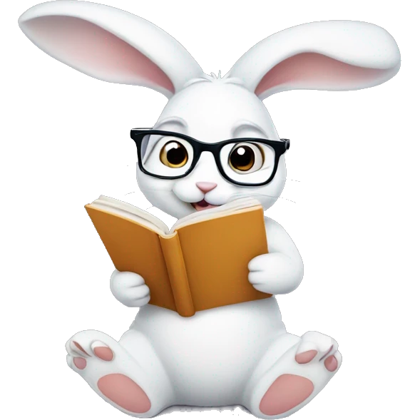 White bunny with glasses and book in his paws  emoji