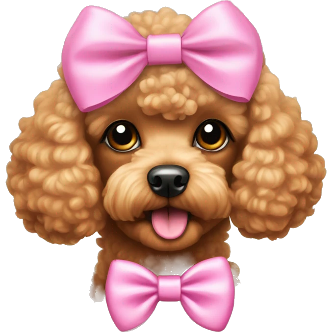 toy poodle dog wearing a pink bow on head  emoji