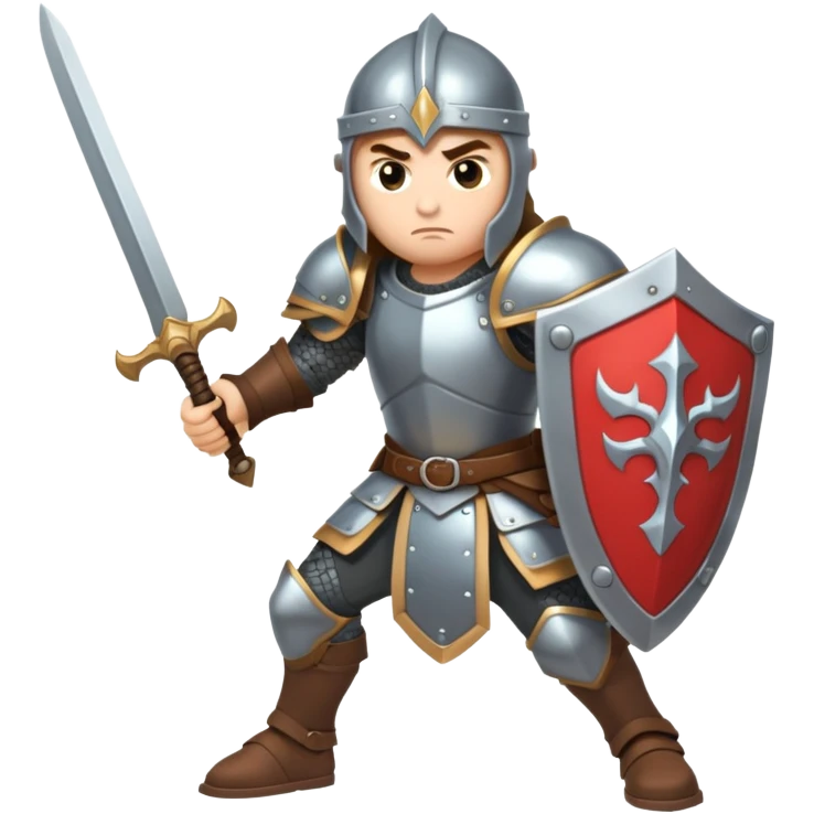 warrior with sword and shield in fantasy battle emoji