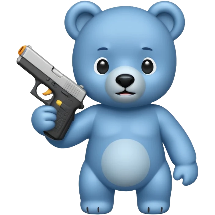 Cute blue bear with a Glock in his right hand emoji