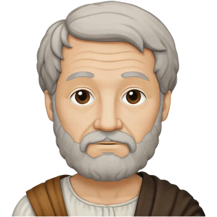 Aristotle as a black outline icon, no fill, hand-drawn look, recognizable philosopher features emoji