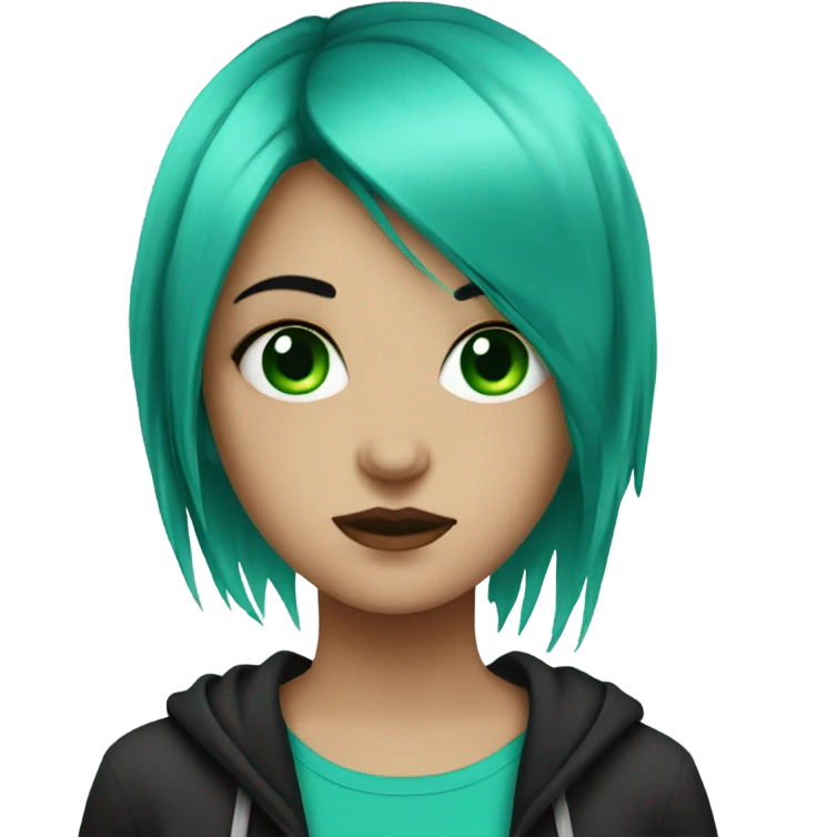 emo girl with green eyes and turquoise hair emoji