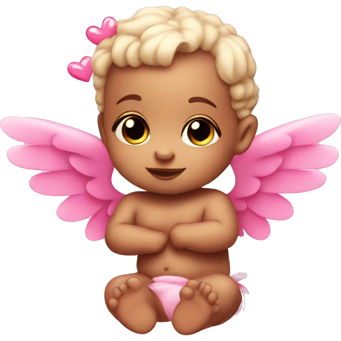 baby cupid with hearts and pink wings emoji