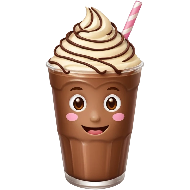milkshake with a face, chocolate emoji