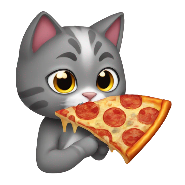 Cat eating pizza emoji