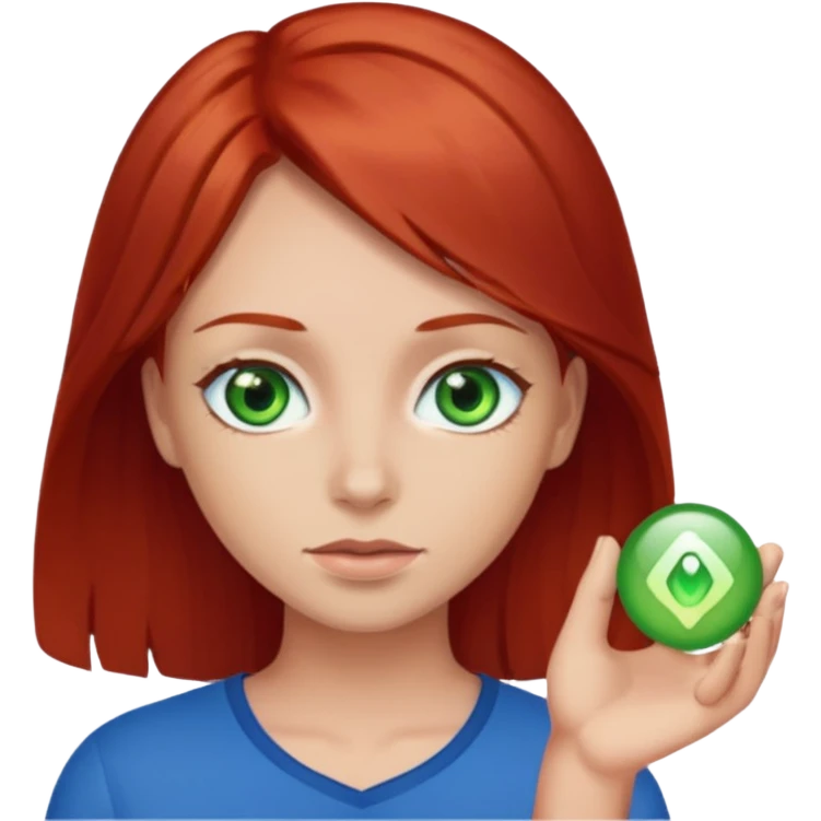 Like the first but her eye green  and blue and her hair red that brown  emoji