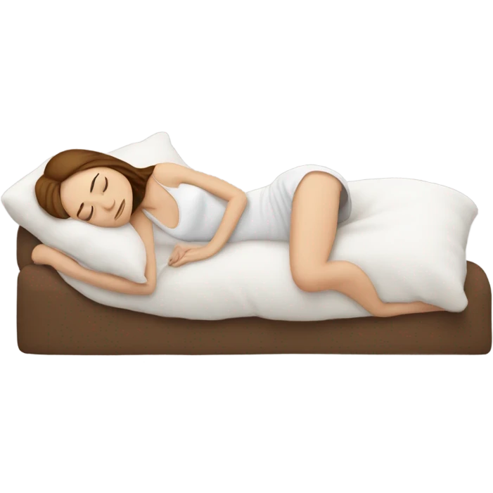 White girl with frekles Brown not curly hair sleeping peacfully without makeup on a pillow  emoji