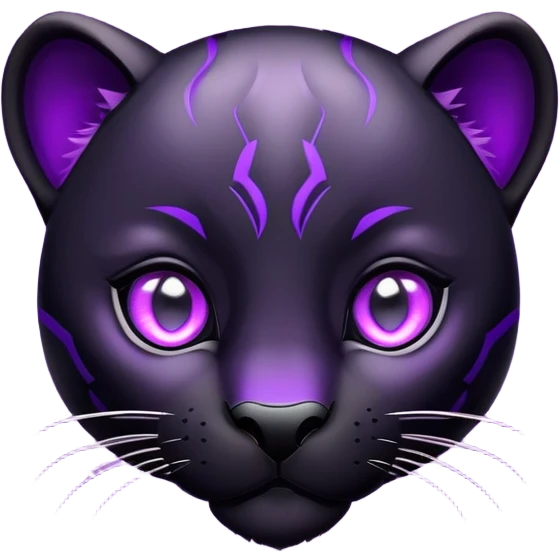 cute black panther with glowing purple eyes emoji