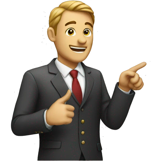business man pointing directly at camerea emoji