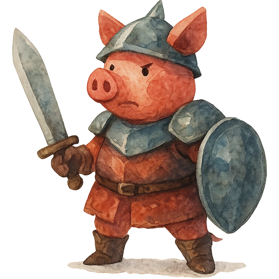 watercolor style pig warrior emoji