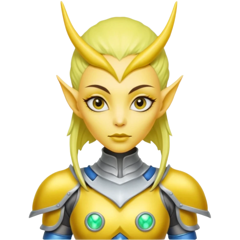  lady alien with yellow skin, Half body. emoji
