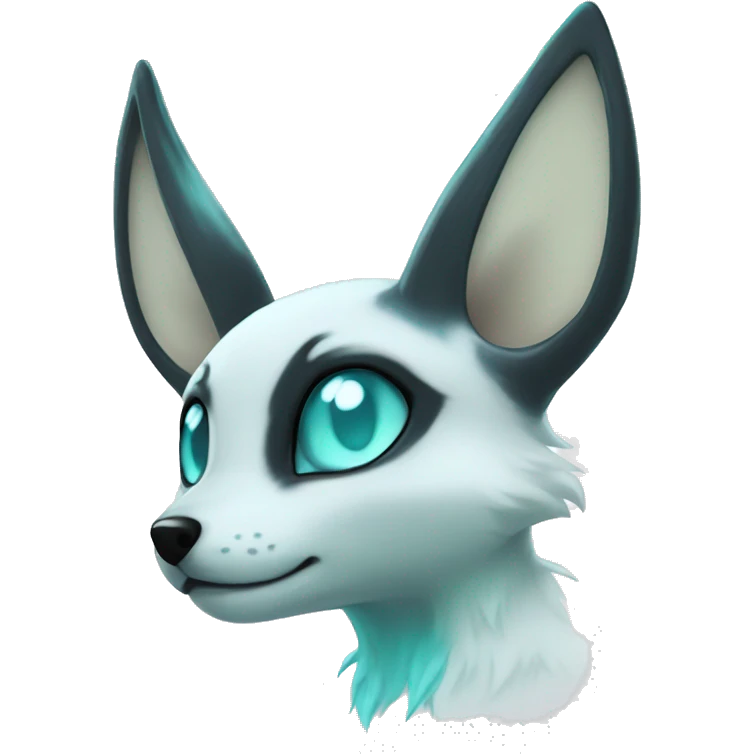 Shiny White Pastel Albino Umbreon with cyan eyes and cyan markings emoji