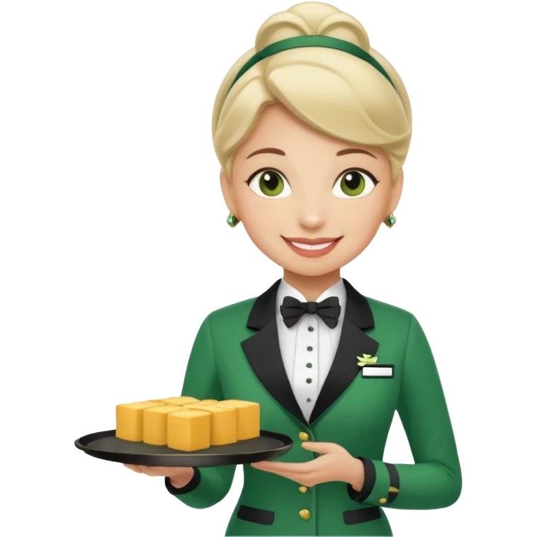 Lady hotel butler with green uniform  emoji